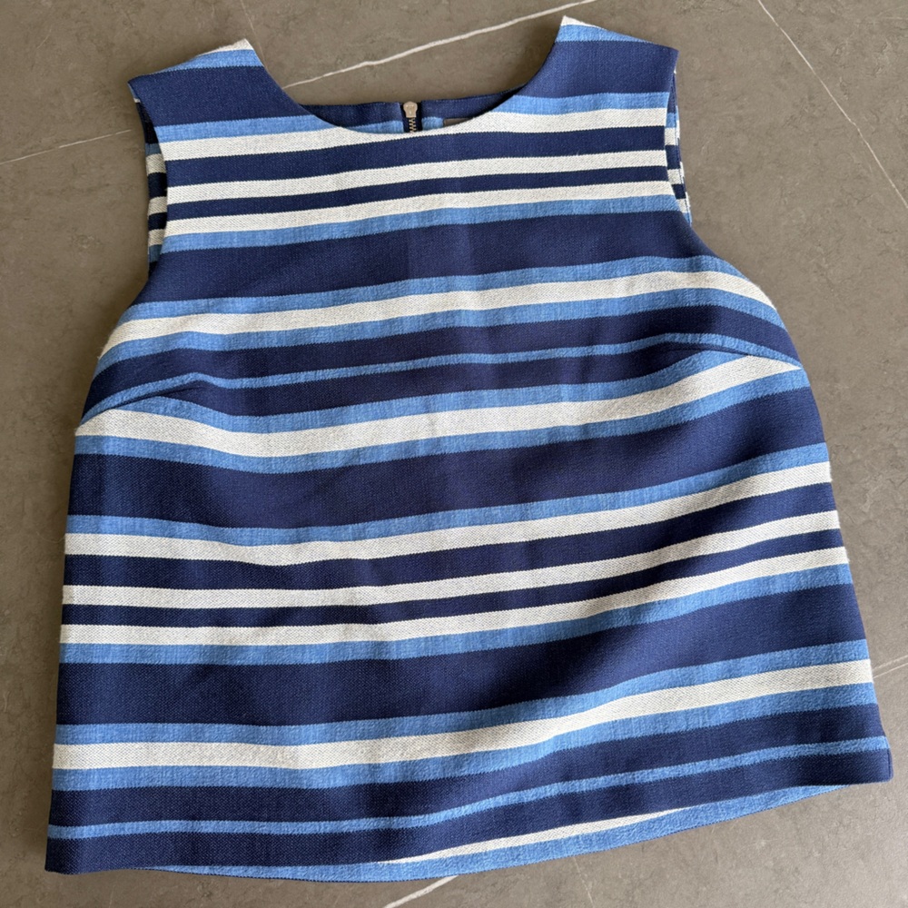 Vince Camuto Navy and Light Blue Striped Sleeveless Top